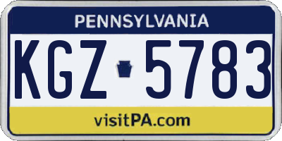 PA license plate KGZ5783