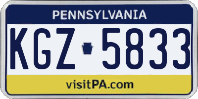 PA license plate KGZ5833