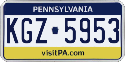 PA license plate KGZ5953