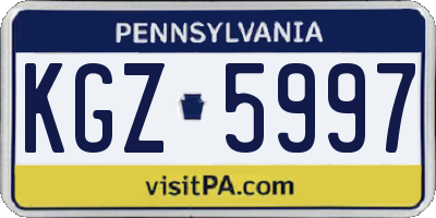 PA license plate KGZ5997