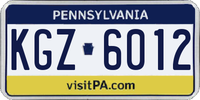 PA license plate KGZ6012