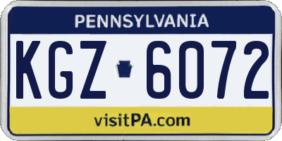 PA license plate KGZ6072