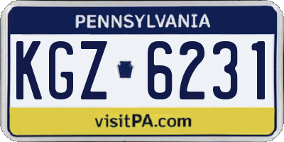 PA license plate KGZ6231