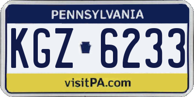 PA license plate KGZ6233