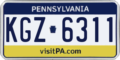 PA license plate KGZ6311