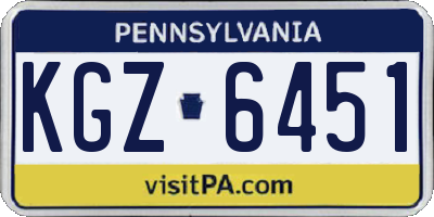 PA license plate KGZ6451