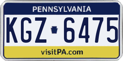 PA license plate KGZ6475