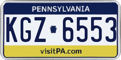 PA license plate KGZ6553