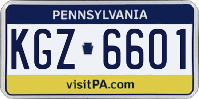 PA license plate KGZ6601
