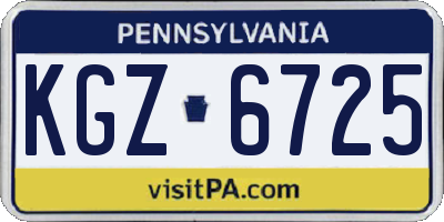PA license plate KGZ6725