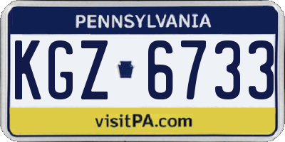 PA license plate KGZ6733