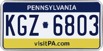 PA license plate KGZ6803