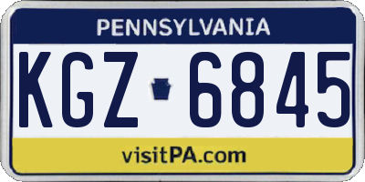 PA license plate KGZ6845