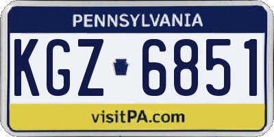 PA license plate KGZ6851