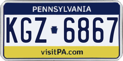 PA license plate KGZ6867