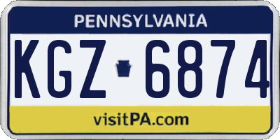 PA license plate KGZ6874