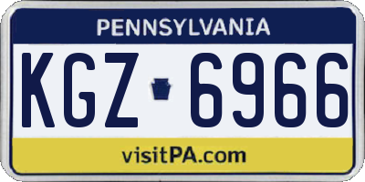 PA license plate KGZ6966