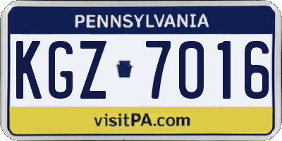 PA license plate KGZ7016