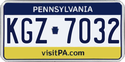 PA license plate KGZ7032
