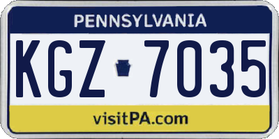 PA license plate KGZ7035