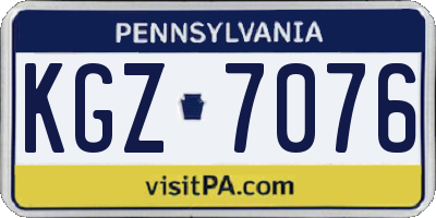 PA license plate KGZ7076