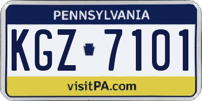 PA license plate KGZ7101