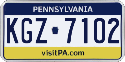 PA license plate KGZ7102
