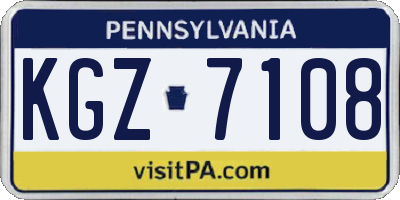 PA license plate KGZ7108