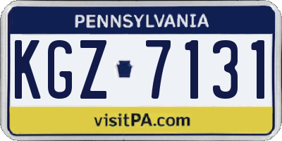 PA license plate KGZ7131
