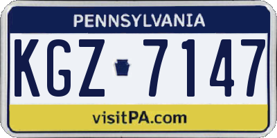 PA license plate KGZ7147