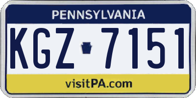 PA license plate KGZ7151