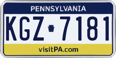 PA license plate KGZ7181
