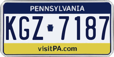 PA license plate KGZ7187