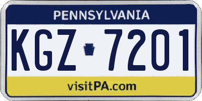 PA license plate KGZ7201