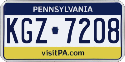PA license plate KGZ7208