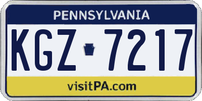 PA license plate KGZ7217