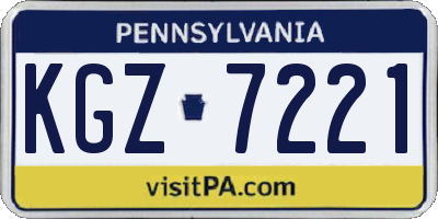 PA license plate KGZ7221