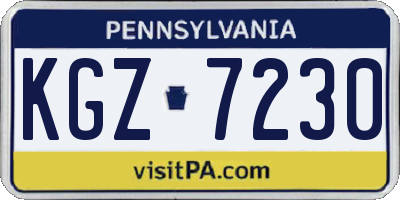 PA license plate KGZ7230