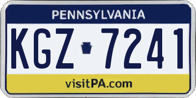 PA license plate KGZ7241