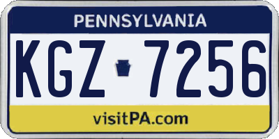 PA license plate KGZ7256