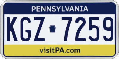 PA license plate KGZ7259