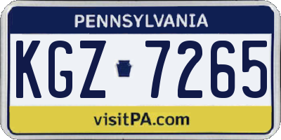 PA license plate KGZ7265