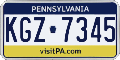 PA license plate KGZ7345