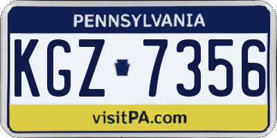 PA license plate KGZ7356
