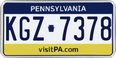 PA license plate KGZ7378
