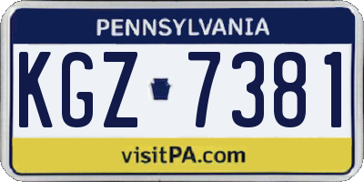 PA license plate KGZ7381