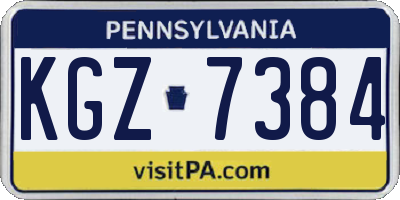 PA license plate KGZ7384