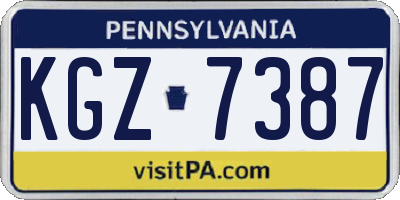 PA license plate KGZ7387