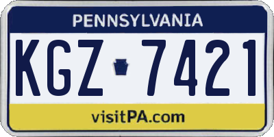PA license plate KGZ7421