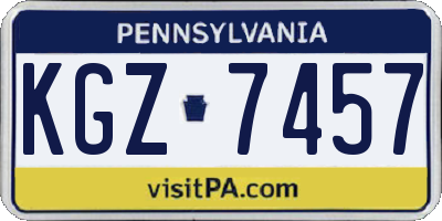 PA license plate KGZ7457